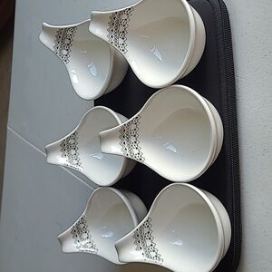 Set of Ceramic Dipping Bowls with Black Pattern